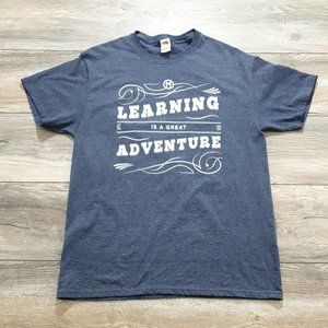 Learning is a Great Adventure Mens Medium Short Sleeve Shirt Casual School Teach